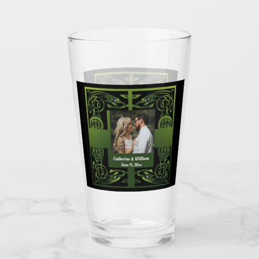 Traditioneel groen Iers Keltisch Ontwerp Glas (Achterkant)