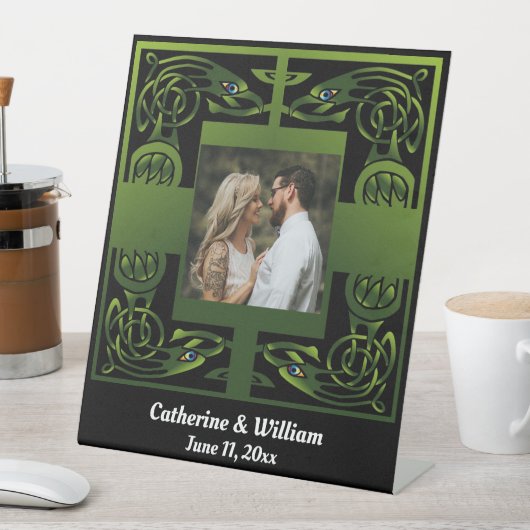 Traditioneel groen Iers Keltisch Ontwerp Reclamebord Met Voetstuk (Insitu)