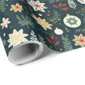 Traditioneel groen kerstversiering patroon cadeaupapier (Rol Hoek)