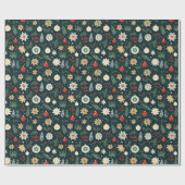 Traditioneel groen kerstversiering patroon cadeaupapier (Vlak)