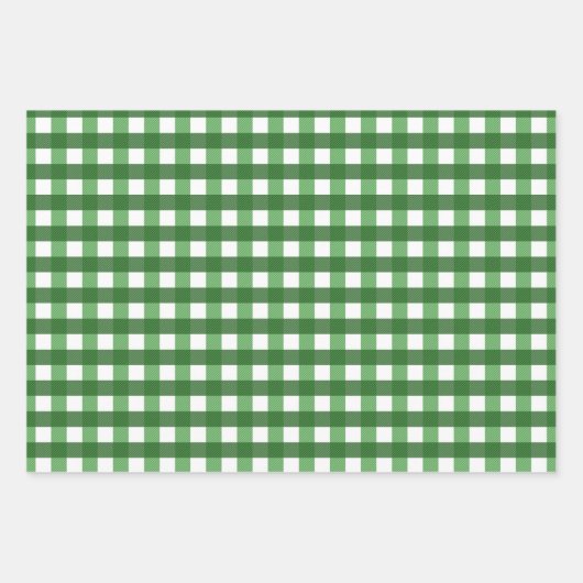 Traditioneel groen wit Gingham vlakraster Inpakpapier Vel (Voorkant 2)