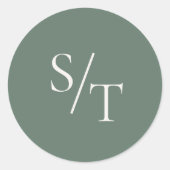 Traditioneel groene elegante trouw ronde sticker (Voorkant)