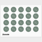 Traditioneel groene elegante trouw ronde sticker (Vel)