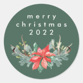 Traditioneel groene Kerstmis-envelopzegel Ronde Sticker (Voorkant)