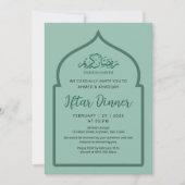 Traditioneel groene moskeeboog Iftar-diner Kaart (Voorkant)