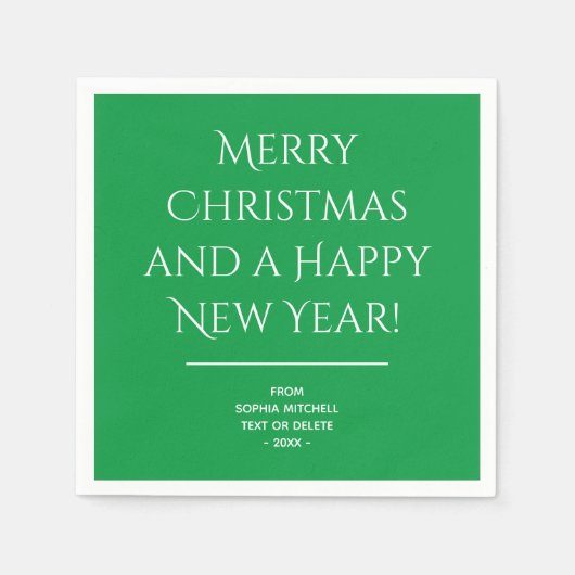 Traditioneel - Heldergroene vrolijke kerstservette Servet (Voorkant)