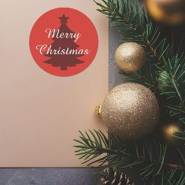 Traditioneel - Helderrood - Merry Christmas Sticke Ronde Sticker