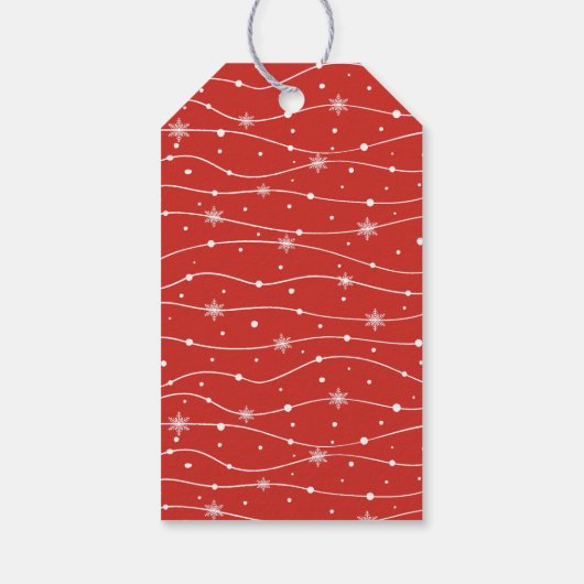 Traditioneel - Helderrood - Snowflake Gift Labels Cadeaulabel (Achterkant)