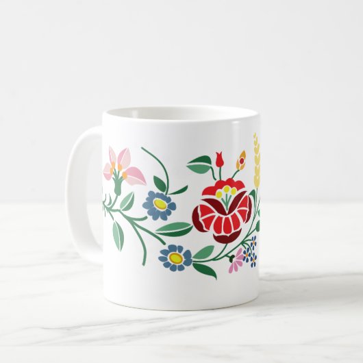 Traditioneel Hongaars borduurmodel Koffiemok (Voorkant links)