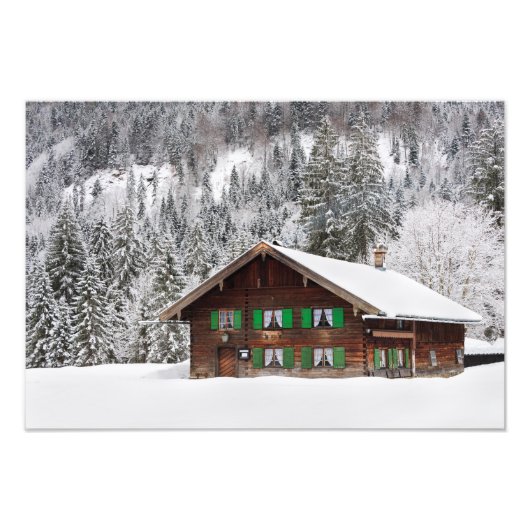 Traditioneel houten huis in Beieren foto Foto Afdruk (Voorkant)