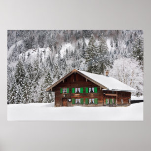 Traditioneel houten huis in Beieren poster