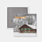 Traditioneel houten huis in Beieren tekst magneet (Voorkant / Achterkant)