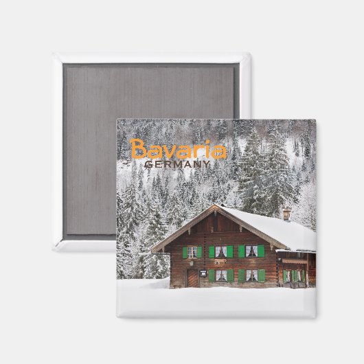 Traditioneel houten huis in Beieren tekst magneet (Voorkant / Achterkant)