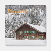 Traditioneel houten huis in Beieren tekst magneet (Voorkant)