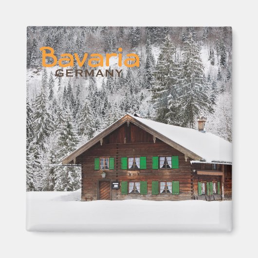 Traditioneel houten huis in Beieren tekst magneet (Voorkant)