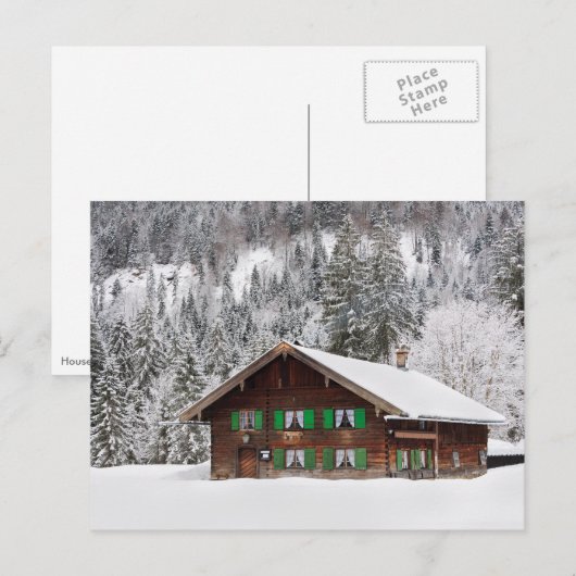 Traditioneel houten huis in het briefkaart van Bei (Voorkant / Achterkant)