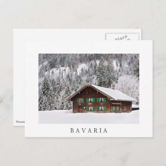 Traditioneel houten huis in het witte briefkaart v (Voorkant / Achterkant)