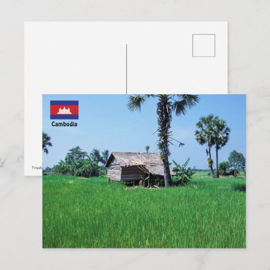 Traditioneel huis - Cambodja Briefkaart (Voorkant / Achterkant)