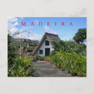 Traditioneel huis uit Santana op Madeira op een an Briefkaart