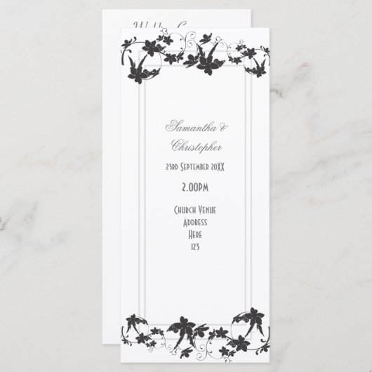 Traditioneel huwelijksprogramma voor de bloemetjes programmakaart (Voorkant / Achterkant)