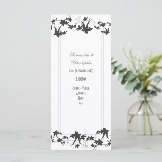 Traditioneel huwelijksprogramma voor de bloemetjes programmakaart (Staand voorkant)