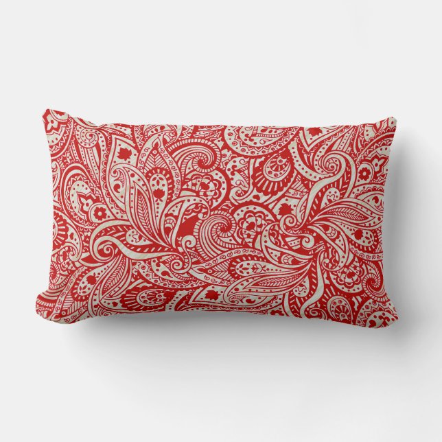 Traditioneel India Block Print Paisly Pillow Kussen (Voorkant)