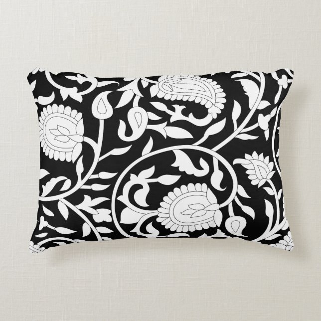 Traditioneel indiaans paisleypatroon op zwart en m accent kussen (Voorkant)