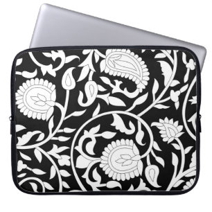 Traditioneel indiaans paisleypatroon op zwart en m laptop sleeve