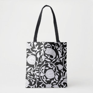 Traditioneel indiaans paisleypatroon op zwart en m tote bag
