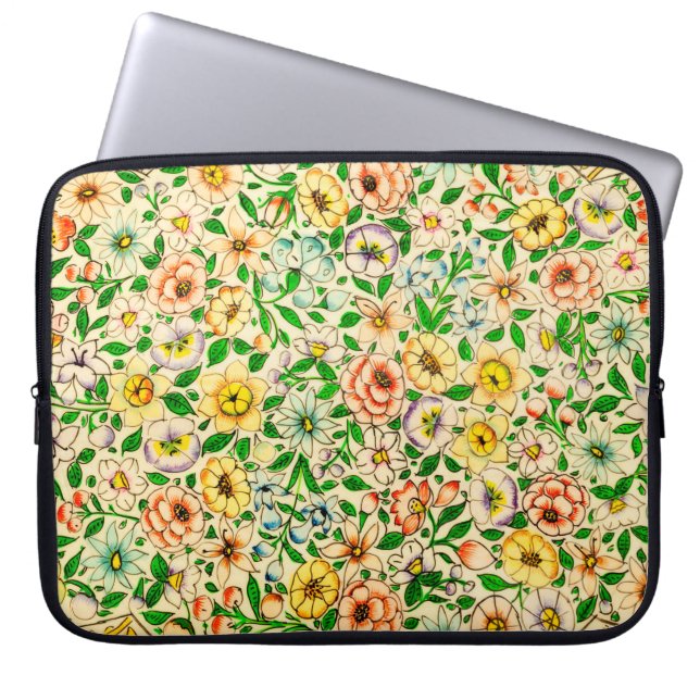 Traditioneel Indiaas bloempatroon Laptop Sleeve (Voorkant)
