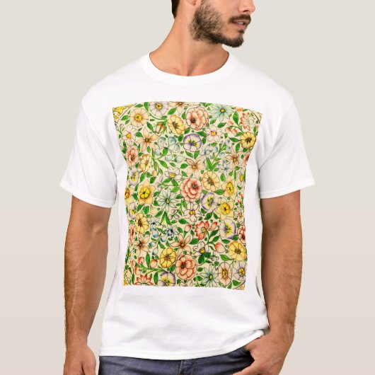 Traditioneel Indiaas lente bloemontwerp T-shirt (Voorkant)