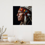 Traditioneel Inheems Portret van Native Amerikanen Poster (Keuken)
