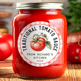 Traditioneel inmaken van tomatensaus ronde sticker