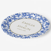 Traditioneel Italiaans blauw bruiloft papier Bord (Gekanteld)