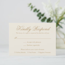 Traditioneel ivoor formele elegante bruiloft RSVP kaartje