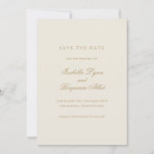 Traditioneel ivoor formele elegante bruiloft save the date (Voorkant)