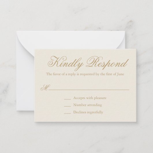 Traditioneel ivoor formele elegante mini bruiloft  notitiekaartje (Voorkant)