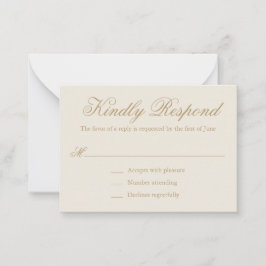 Traditioneel ivoor formele elegante mini bruiloft notitiekaartje