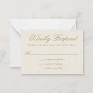 Traditioneel ivoor formele elegante mini bruiloft notitiekaartje