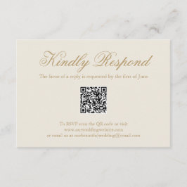 Traditioneel ivoor formele QR-code Elegante bruilo RSVP Kaartje
