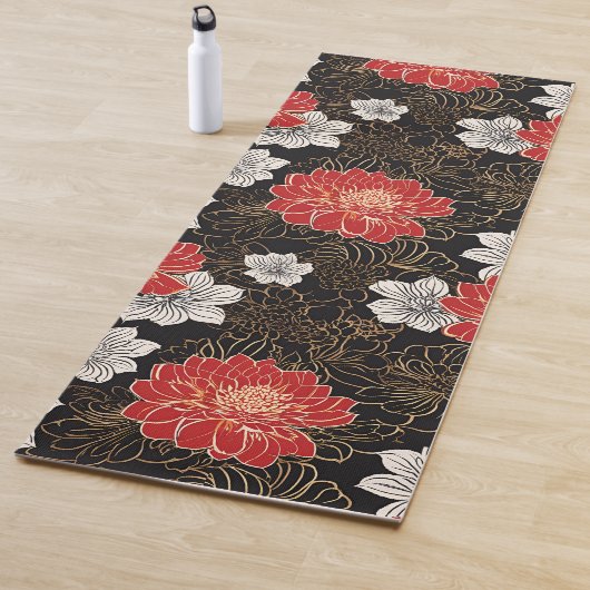 Traditioneel Japandi stijl bloemenpatroon Yogamat (In situ)