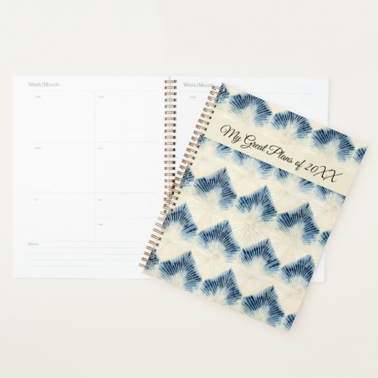 Traditioneel Japans blauw Tie-dye patroon No1 Planner (Display)