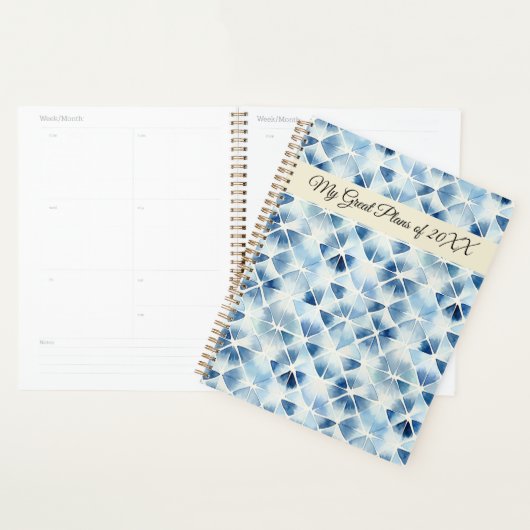 Traditioneel Japans blauw Tie-dye patroon No2 Planner (Display)