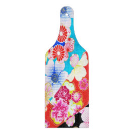 Traditioneel Japans Bloemen Roze Blauw Rood Glas Snijplank