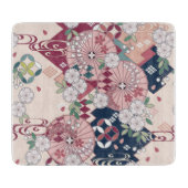 Traditioneel Japans Bloemen Sakura Roze Glas Snijplank (Voorkant)