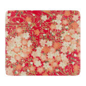 Traditioneel Japans Bloemensakura Rood Goud Glas Snijplank (Voorkant)