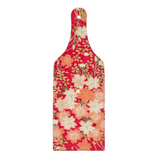 Traditioneel Japans Bloemensakura Rood Goud Glas Snijplank (Voorkant)