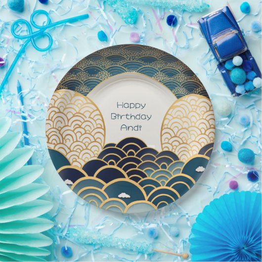 Traditioneel Japans design - op maat Papieren Bordje (Feest)