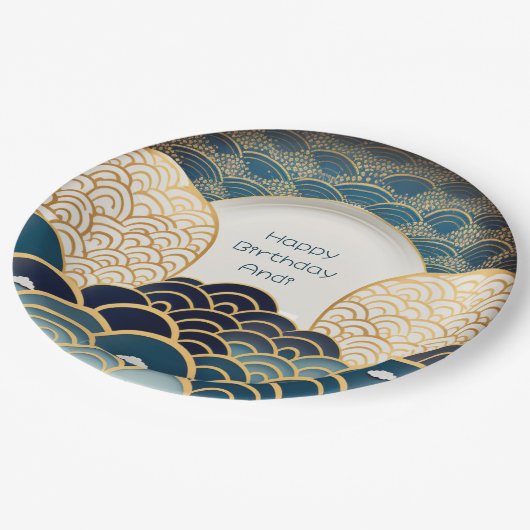 Traditioneel Japans design - op maat Papieren Bordje (Gekanteld)