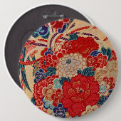 Traditioneel Japans fabric-ontwerp Ronde Button 6,0 Cm (Voorkant /achterkant)